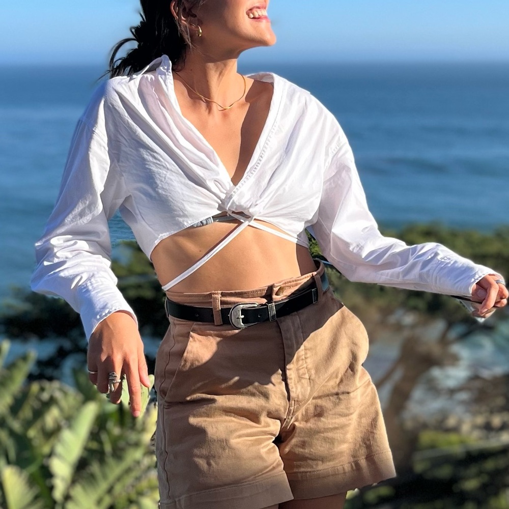 ZARA White Wrap Crop Top